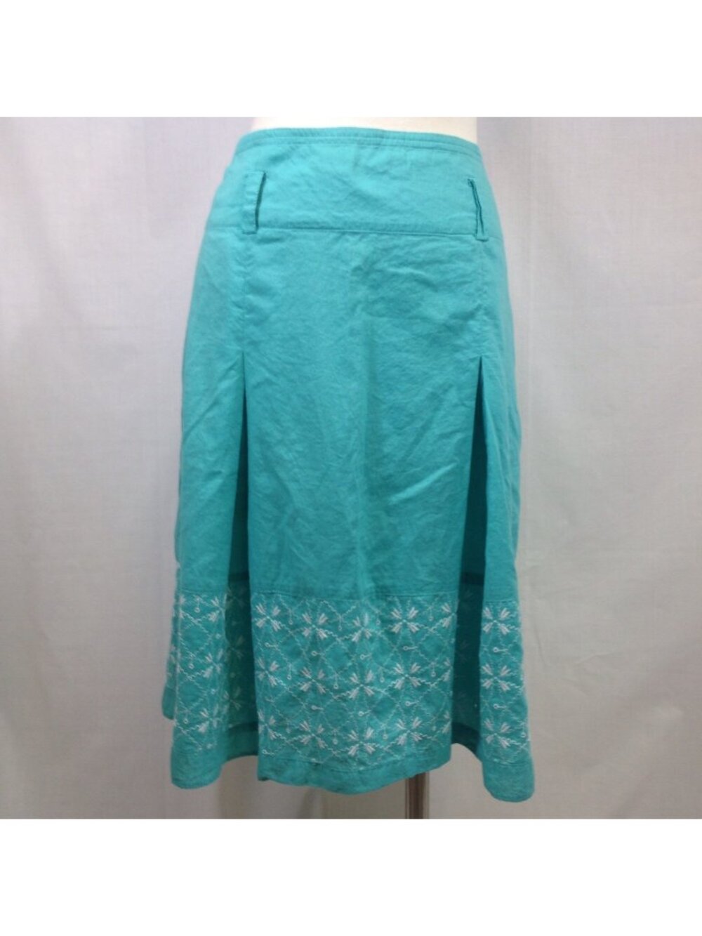 Spring Summer Skirt Teal Blue Floral Eyelet Hem 8 Nine & Co Weekend Nine West